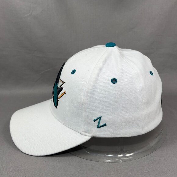 San Jose Sharks NHL Stretch Fit M/L Hat Cap Zephyr White Hockey California Mens - Picture 4 of 13